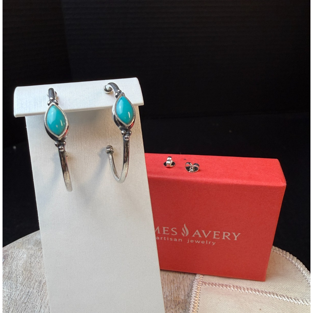 James Avery Adela Hoop Turquoise Sterling Earrings Retired